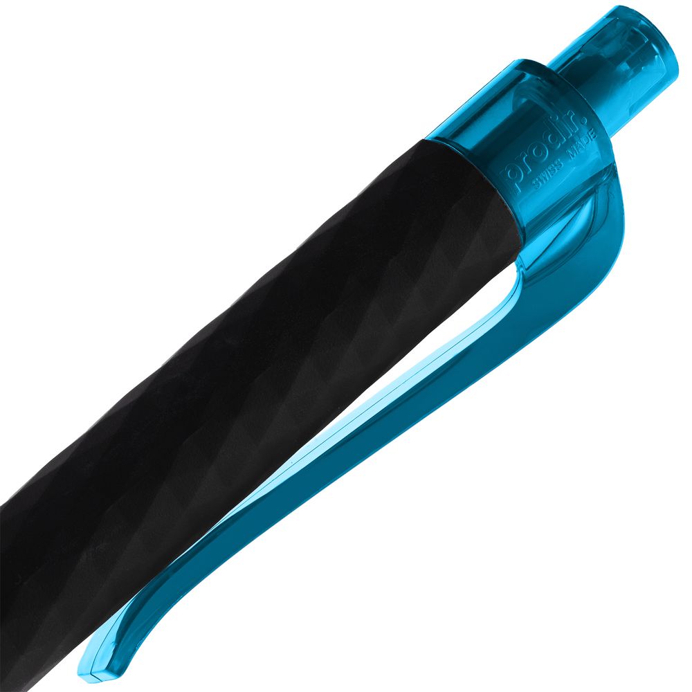 Ручка шариковая Prodir QS01 PRT-T Soft Touch, черная с голубым-6