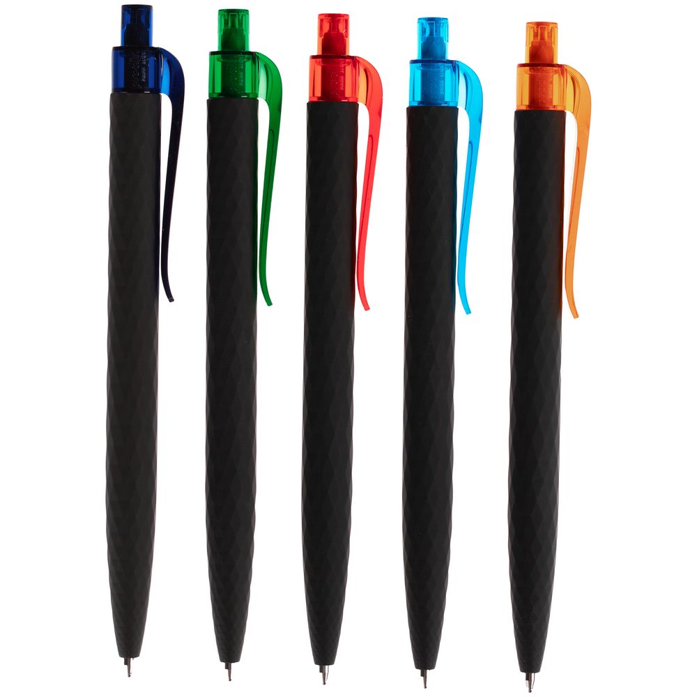 Ручка шариковая Prodir QS01 PRT-T Soft Touch, черная с голубым-7