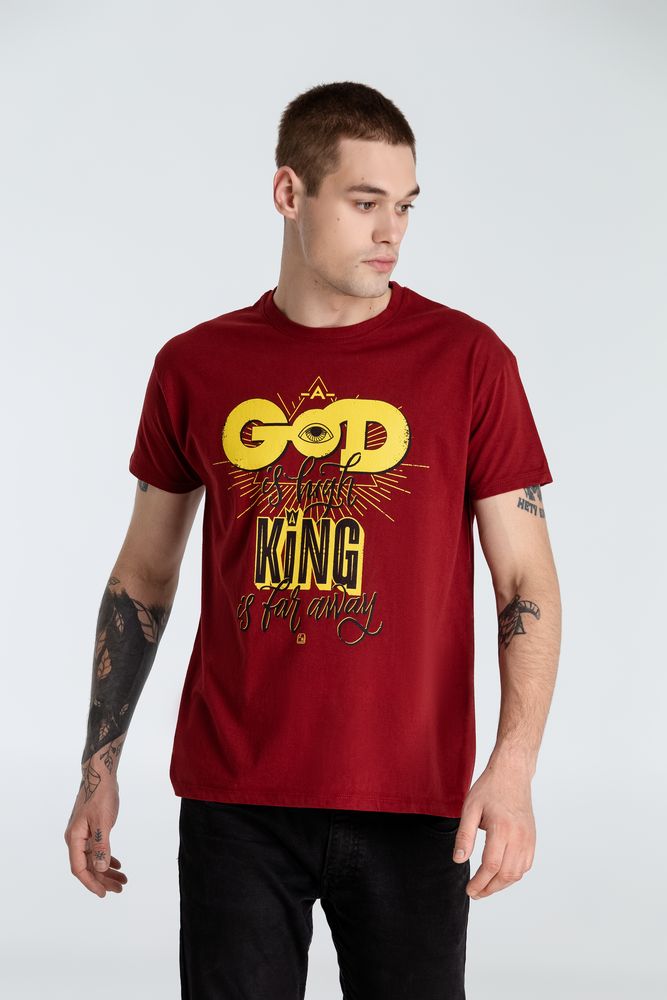 Футболка A God is High, гранатово-красная, размер S-1