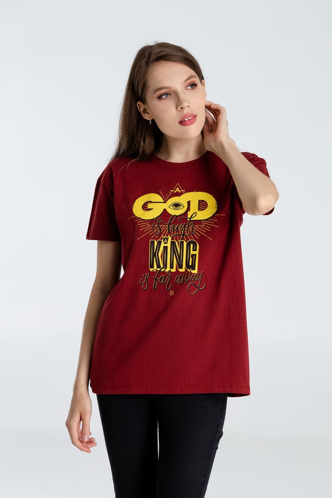 Футболка A God is High, гранатово-красная, размер S-5