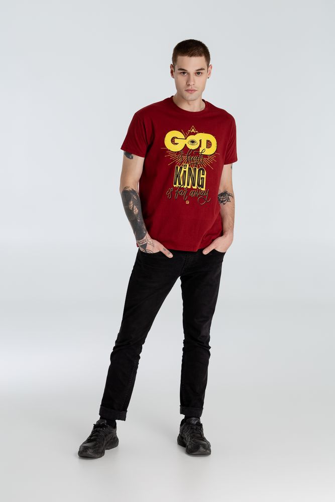 Футболка A God is High, гранатово-красная, размер S-8