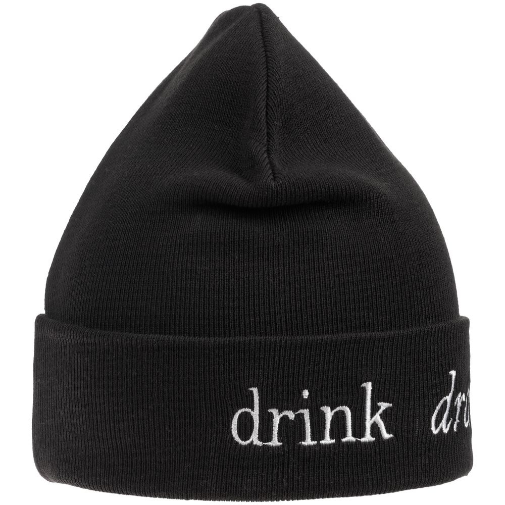 Шапка с вышивкой Drunk, черная-4