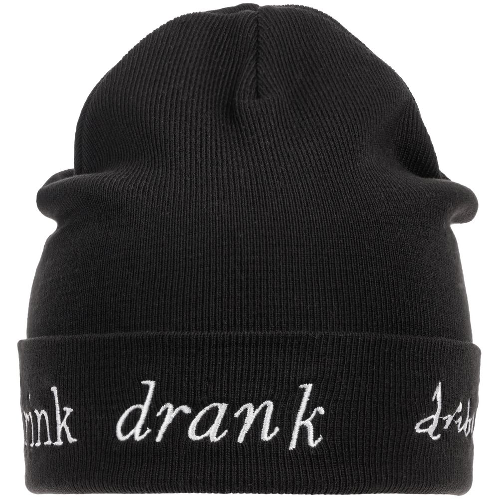 Шапка с вышивкой Drunk, черная-5