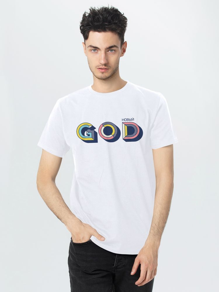 Футболка мужская «Новый GOD», белая, размер S-1