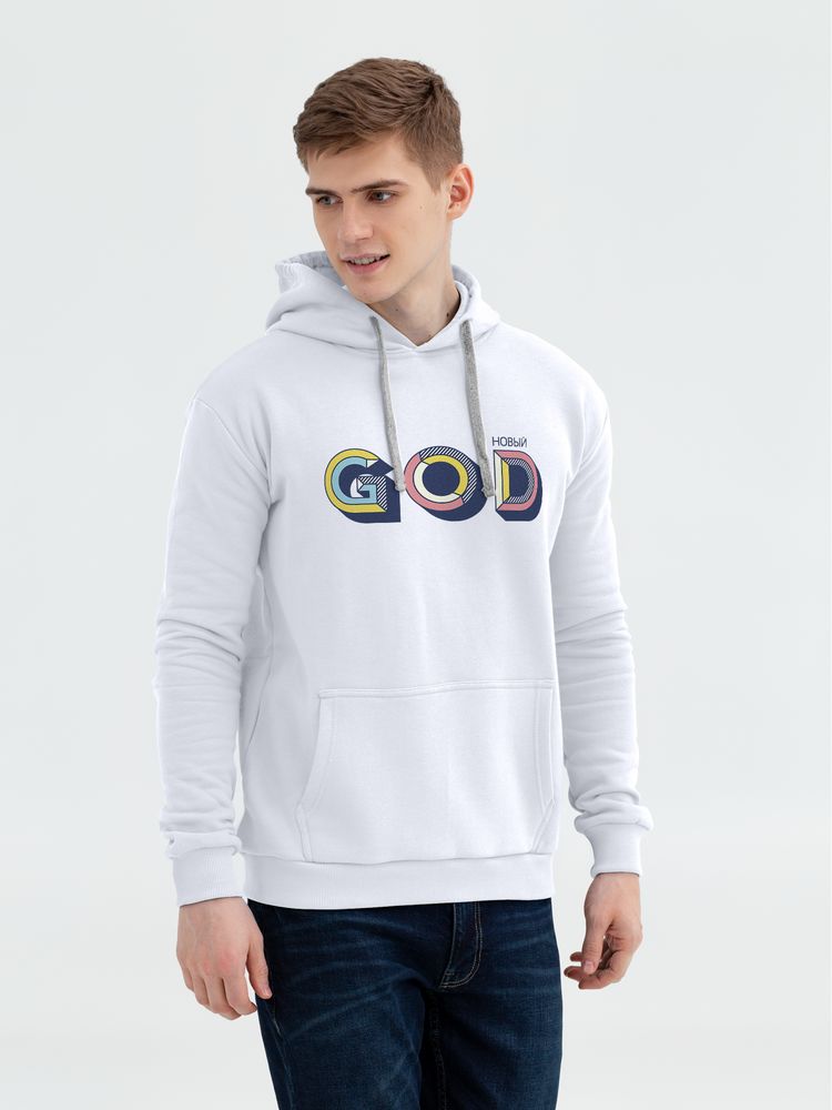 Толстовка с капюшоном «Новый GOD», белая, размер XS-2