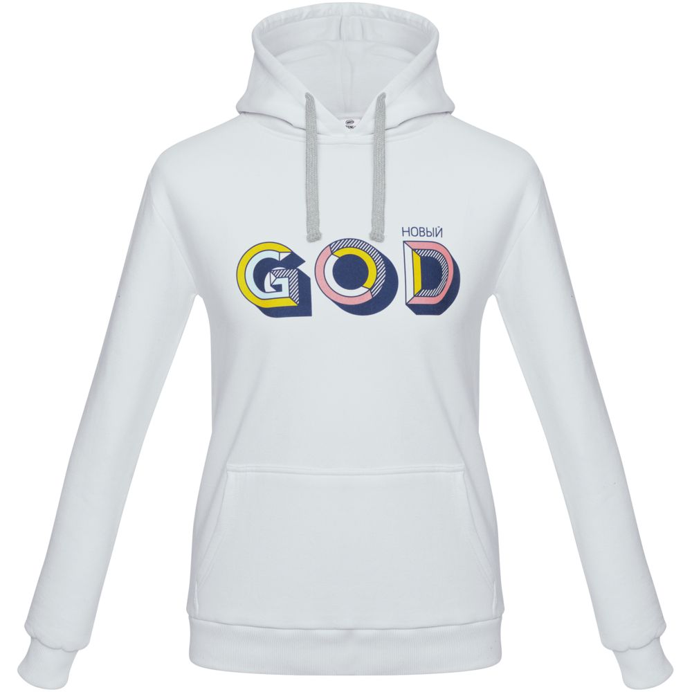 Толстовка с капюшоном «Новый GOD», белая, размер XS-3