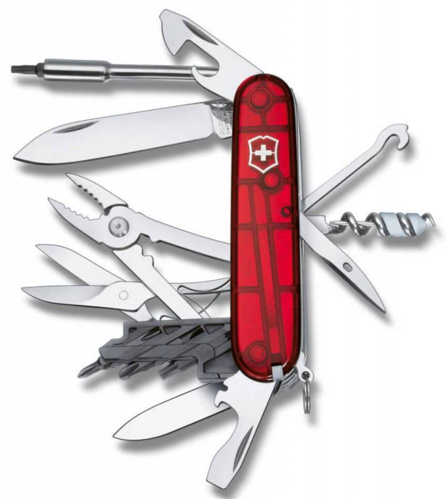 Офицерский нож CyberTool L, прозрачный красный-1