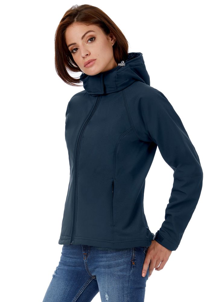 Куртка женская Hooded Softshell темно-синяя, размер L-8