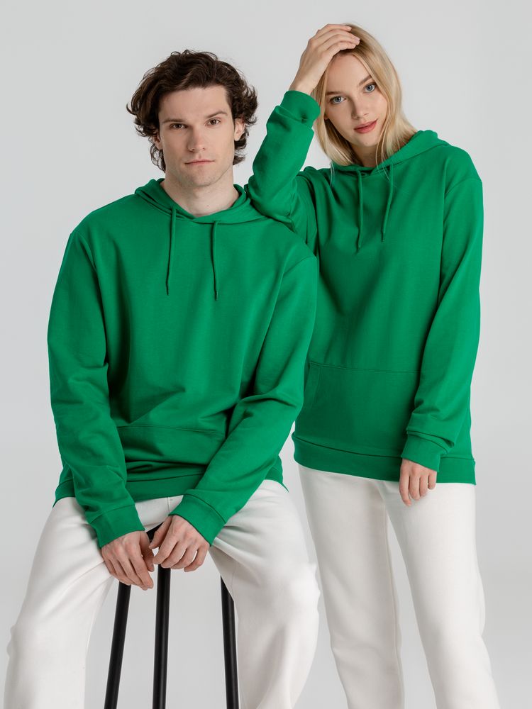 Толстовка с капюшоном унисекс Hoodie, зеленая, размер S-14
