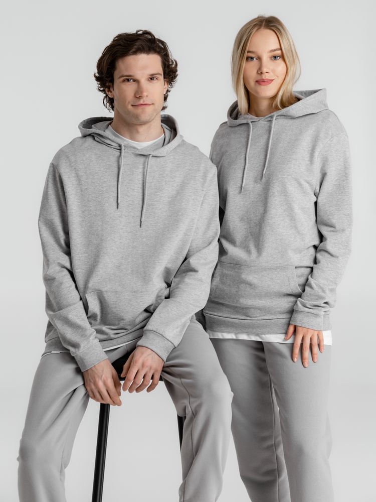 Толстовка с капюшоном унисекс Hoodie, серый меланж, размер S-16