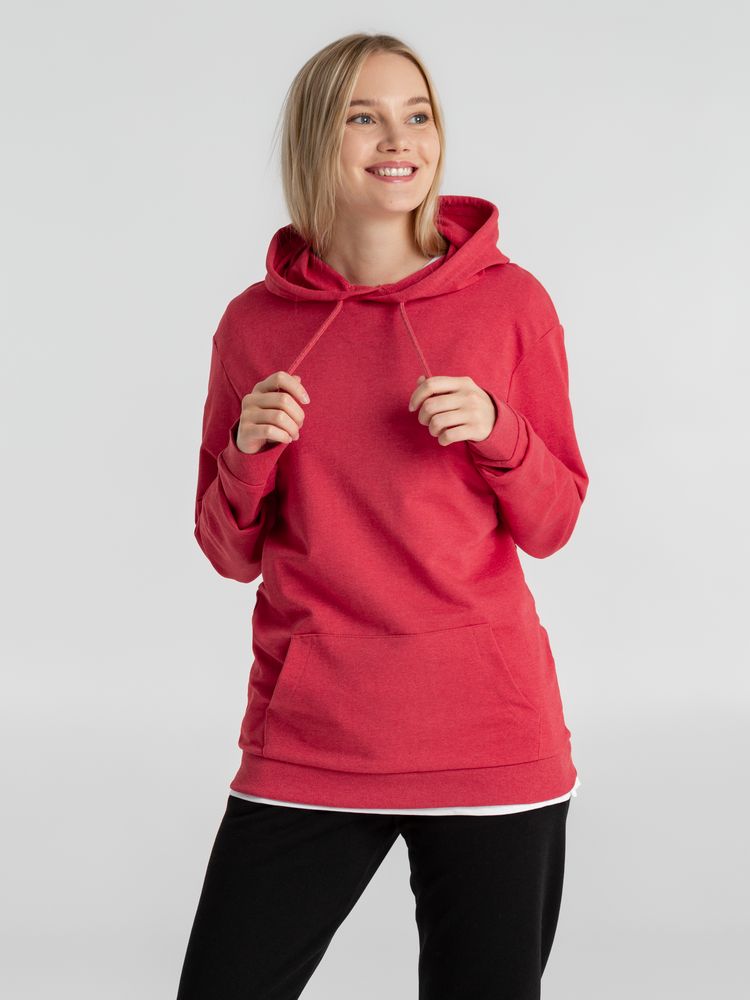 Толстовка с капюшоном унисекс Hoodie, красный меланж, размер M-11