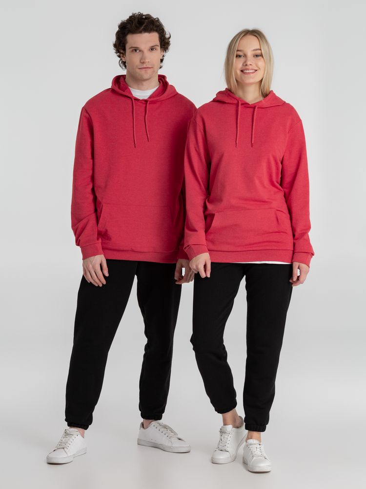 Толстовка с капюшоном унисекс Hoodie, красный меланж, размер M-17
