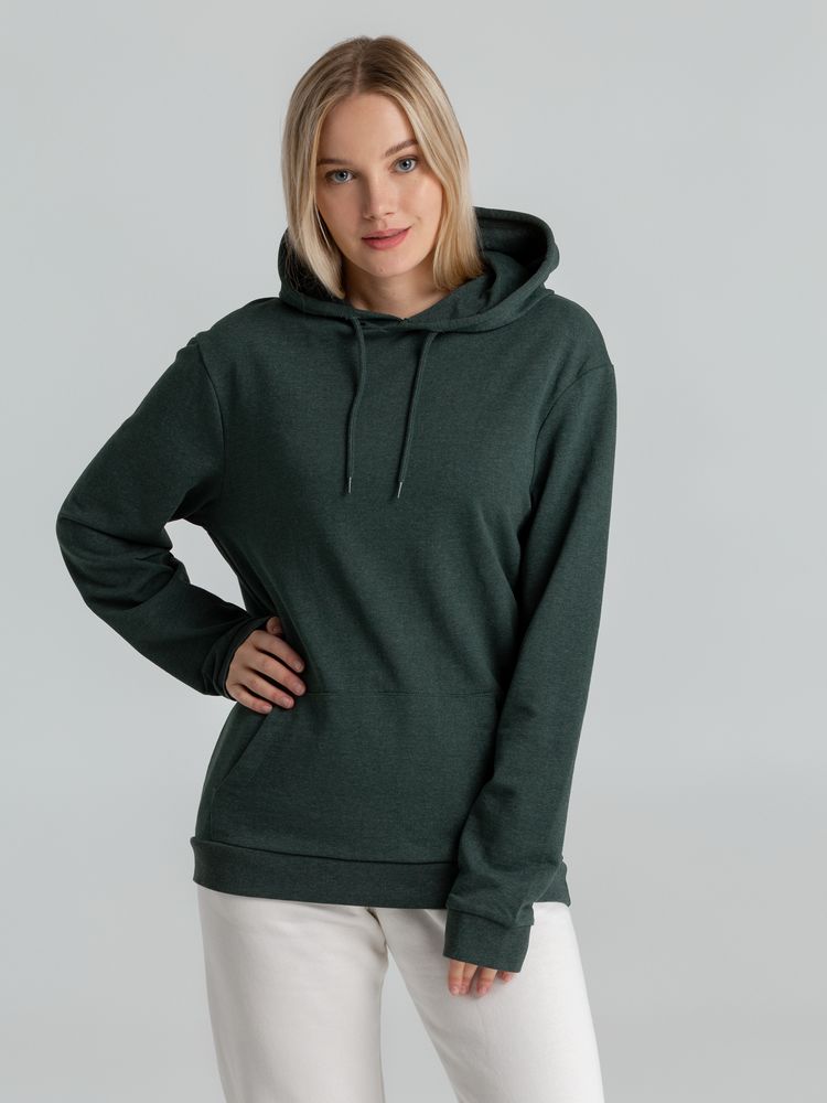 Толстовка с капюшоном унисекс Hoodie, темно-зеленый меланж, размер XS-6