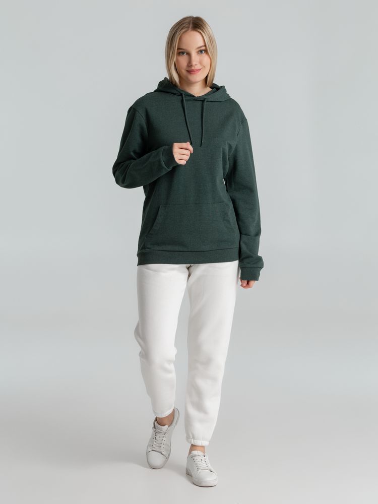 Толстовка с капюшоном унисекс Hoodie, темно-зеленый меланж, размер XS-7