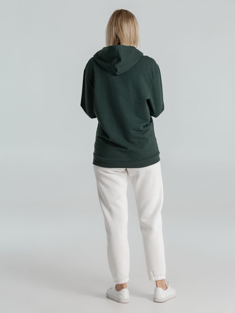 Толстовка с капюшоном унисекс Hoodie, темно-зеленый меланж, размер XS-9