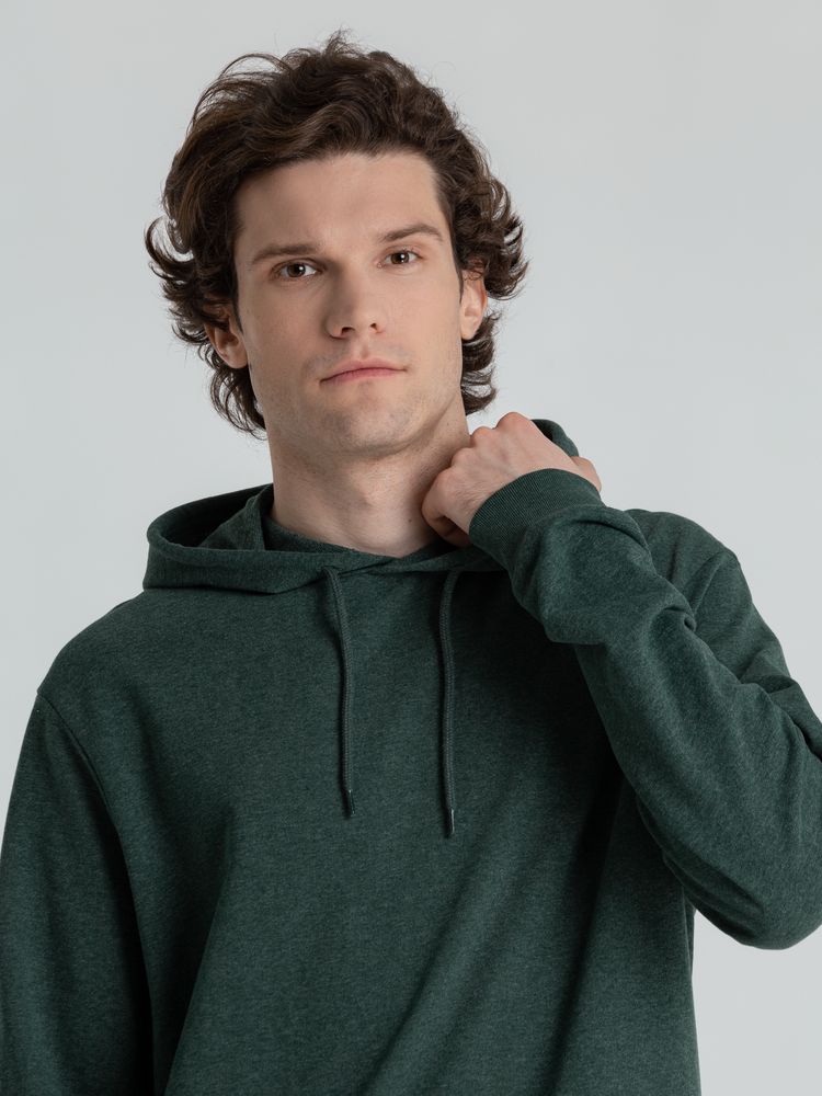Толстовка с капюшоном унисекс Hoodie, темно-зеленый меланж, размер XS-10
