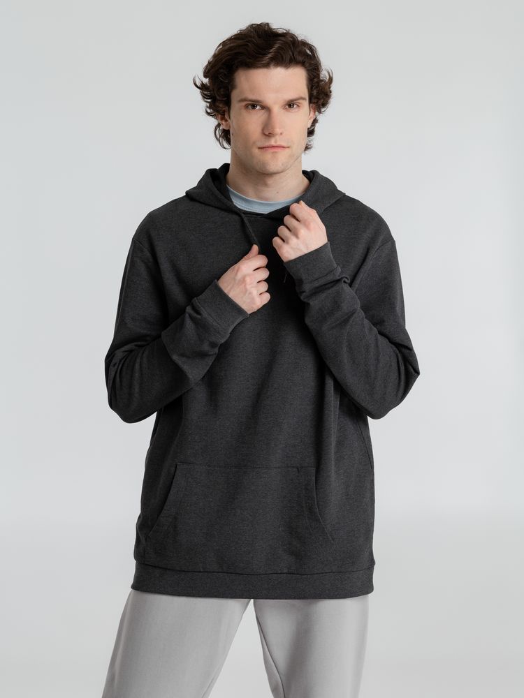 Толстовка с капюшоном унисекс Hoodie, серый меланж (антрацит), размер S-6