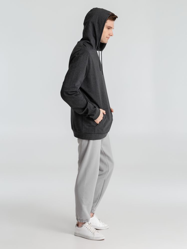 Толстовка с капюшоном унисекс Hoodie, серый меланж (антрацит), размер S-10