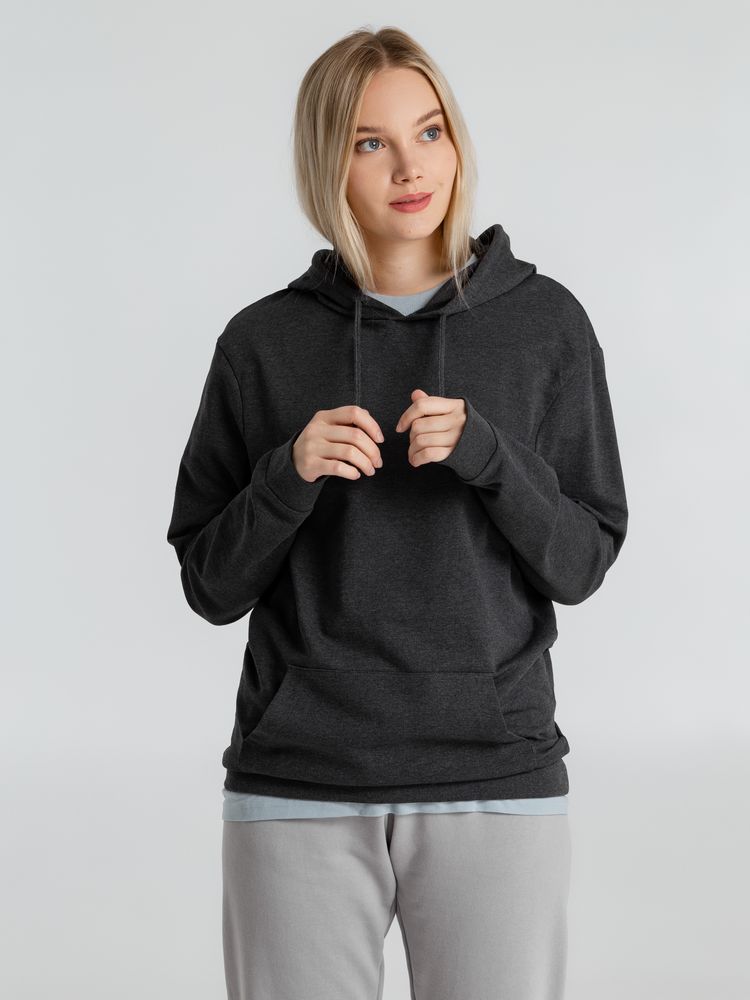 Толстовка с капюшоном унисекс Hoodie, серый меланж (антрацит), размер S-12