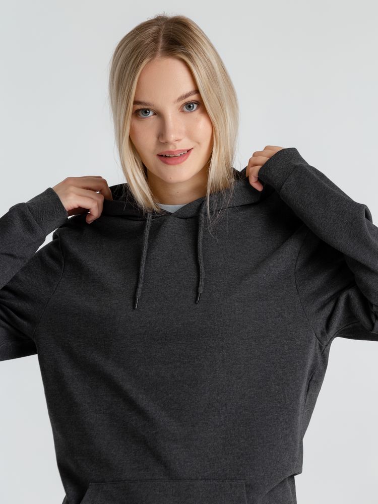 Толстовка с капюшоном унисекс Hoodie, серый меланж (антрацит), размер S-14
