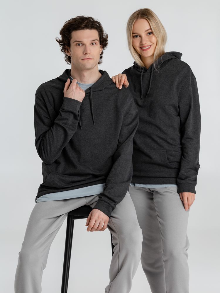 Толстовка с капюшоном унисекс Hoodie, серый меланж (антрацит), размер S-17