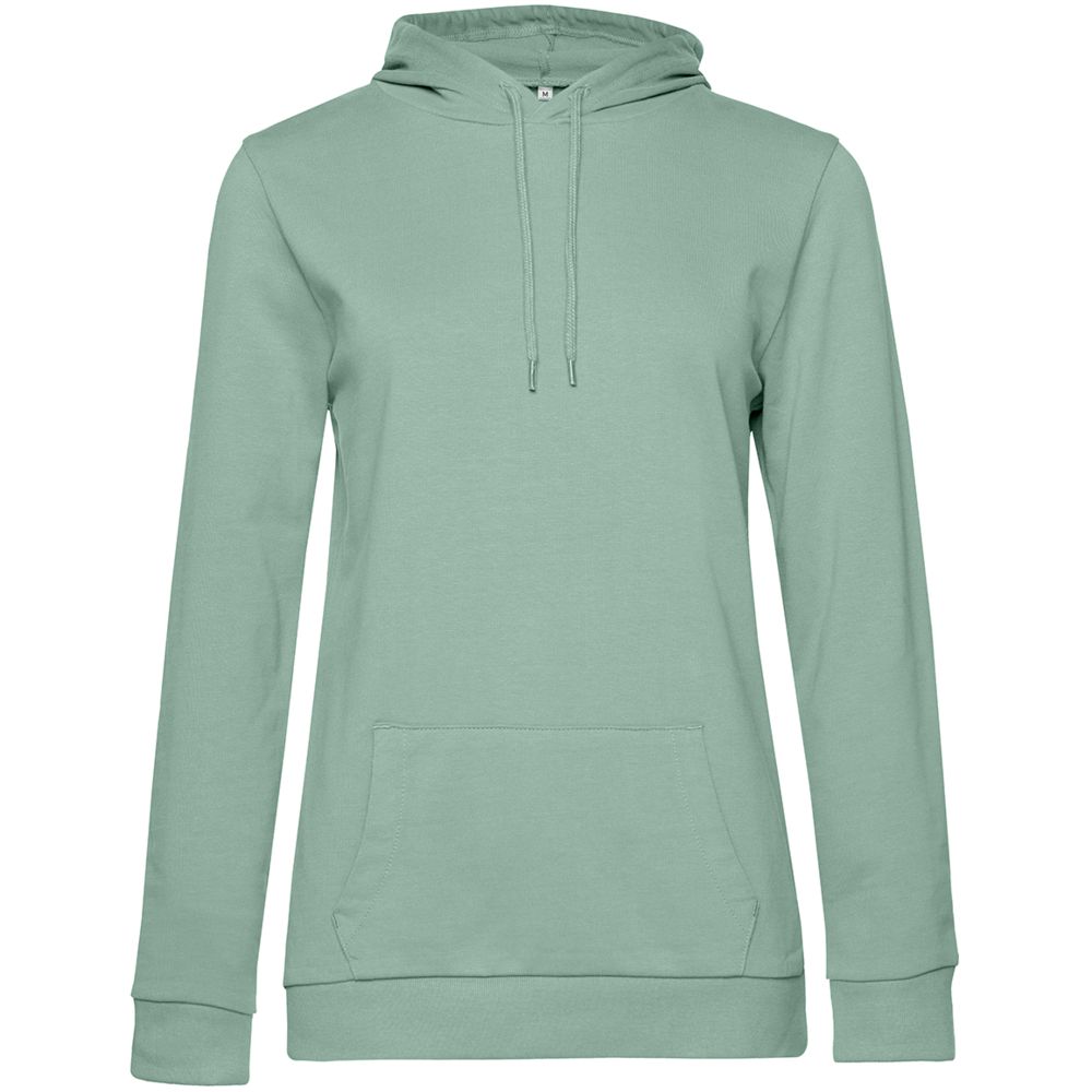 Толстовка с капюшоном женская Hoodie, серо-зеленая, размер S-1