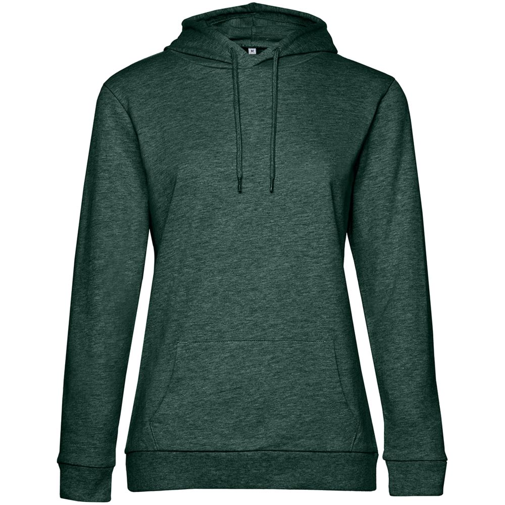 Толстовка с капюшоном женская Hoodie, темно-зеленый меланж, размер L-1