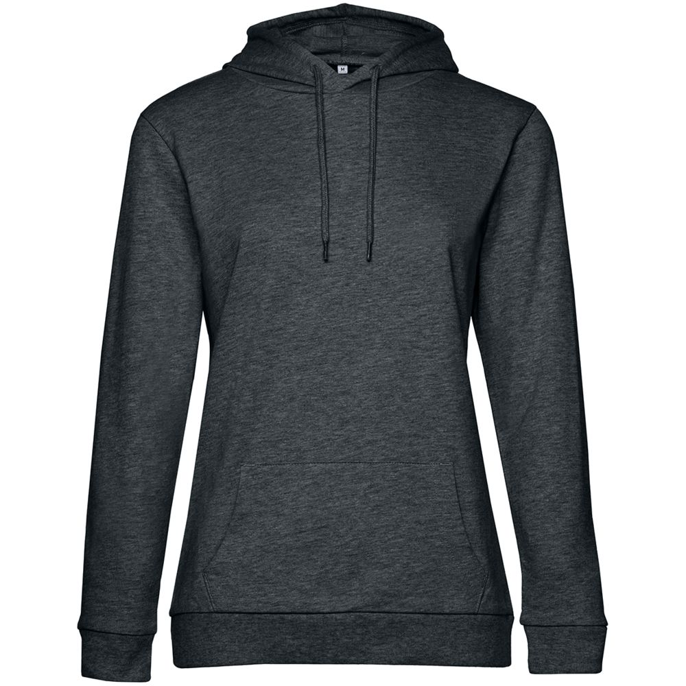 Толстовка с капюшоном женская Hoodie, серый меланж (антрацит), размер L-1