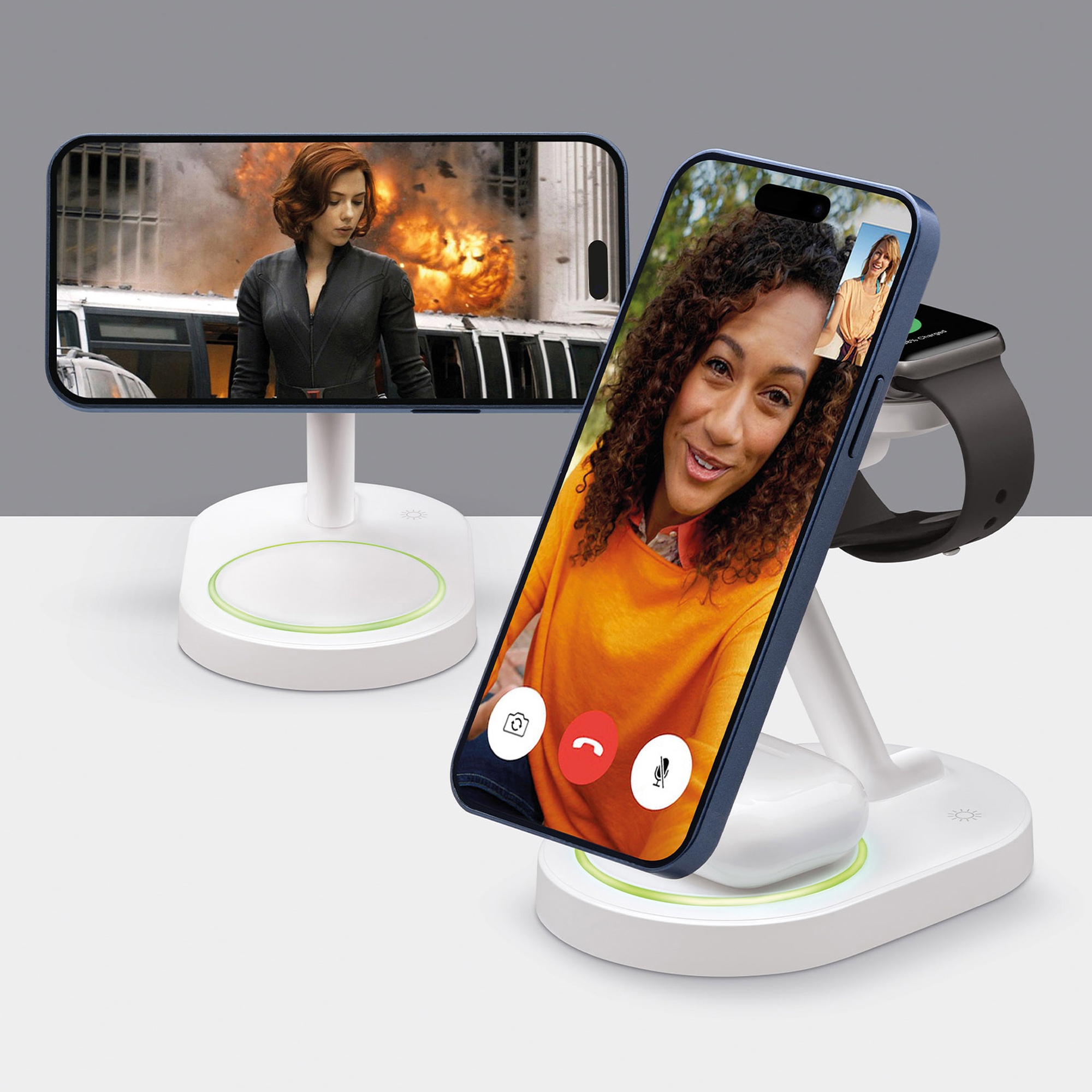 Беспроводная зарядная станция 3 в 1 MagSafe QI2 NEO, белый, Deppa-3