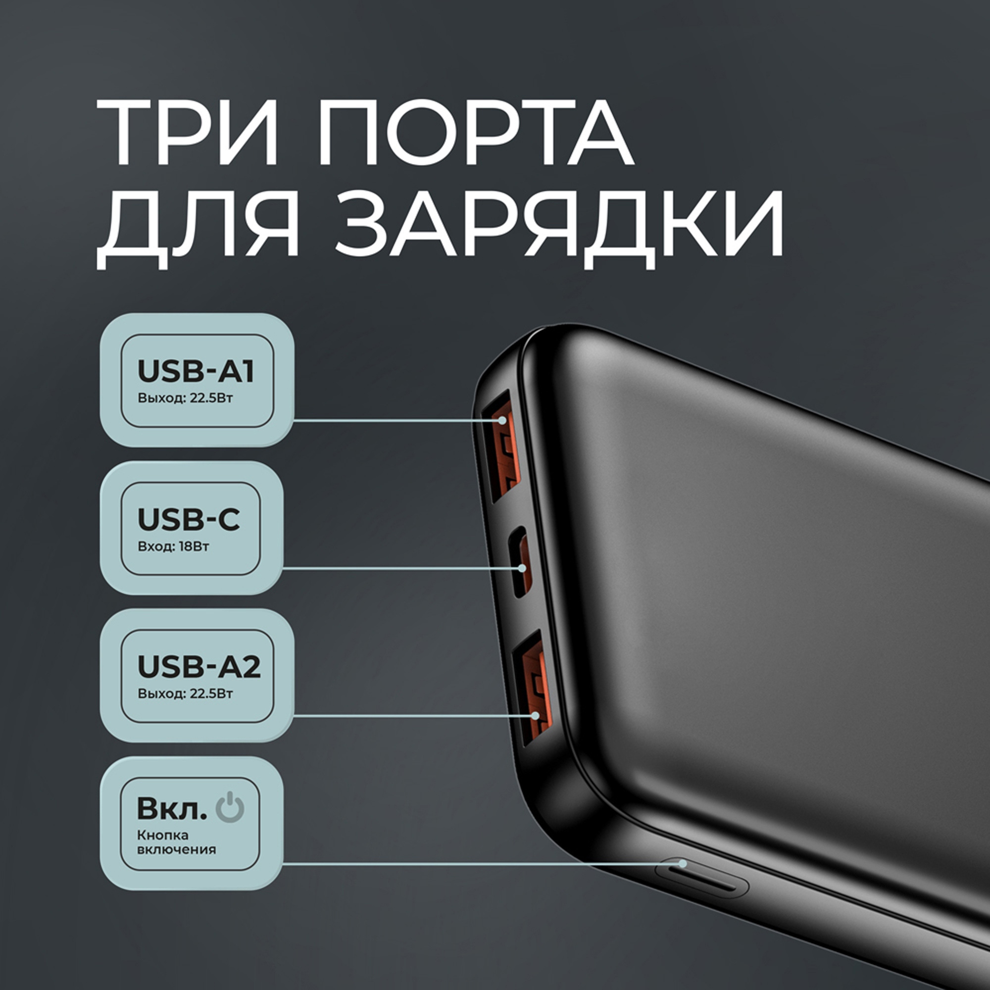 Внешний АКБ NRG Turbo V4 10000 мА-ч, дисплей, черный, Deppa-5