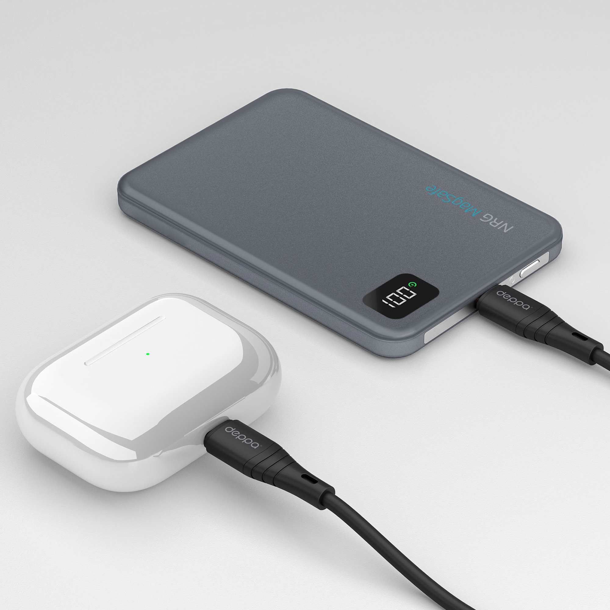 Внешний АКБ NRG MageSafe Alum 5000 мА-ч, 15Вт QI, серый, Deppa-2