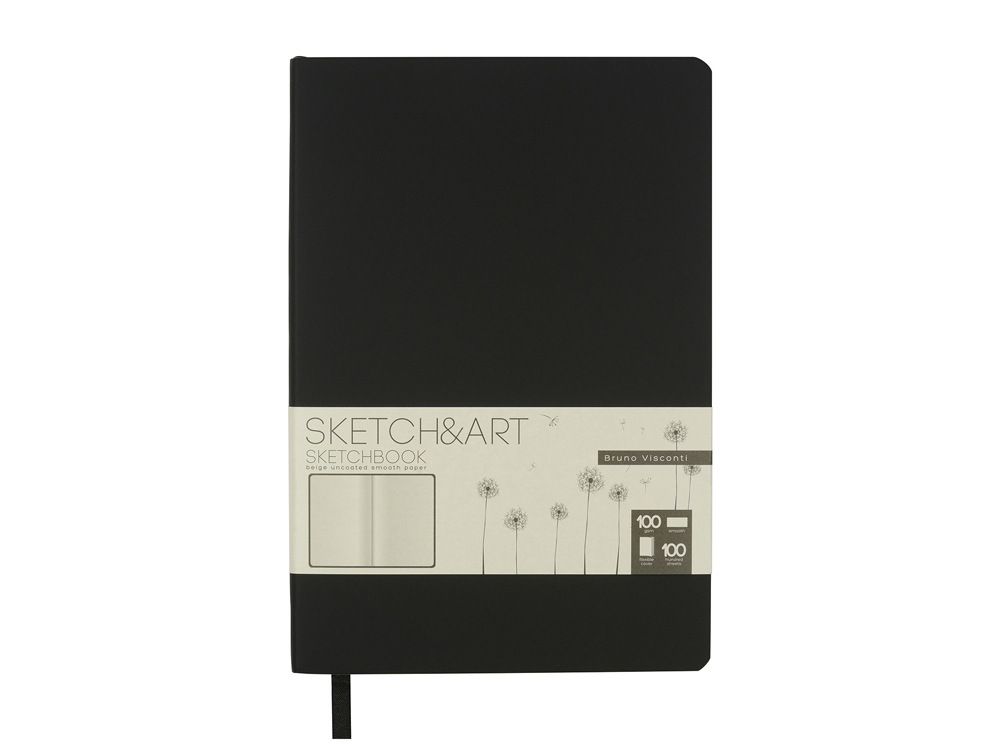 Скетчбук "Sketch & Art" в мягком переплете 140х210 мм, 100 л. бежевой бумаги 100 гр., черный-1