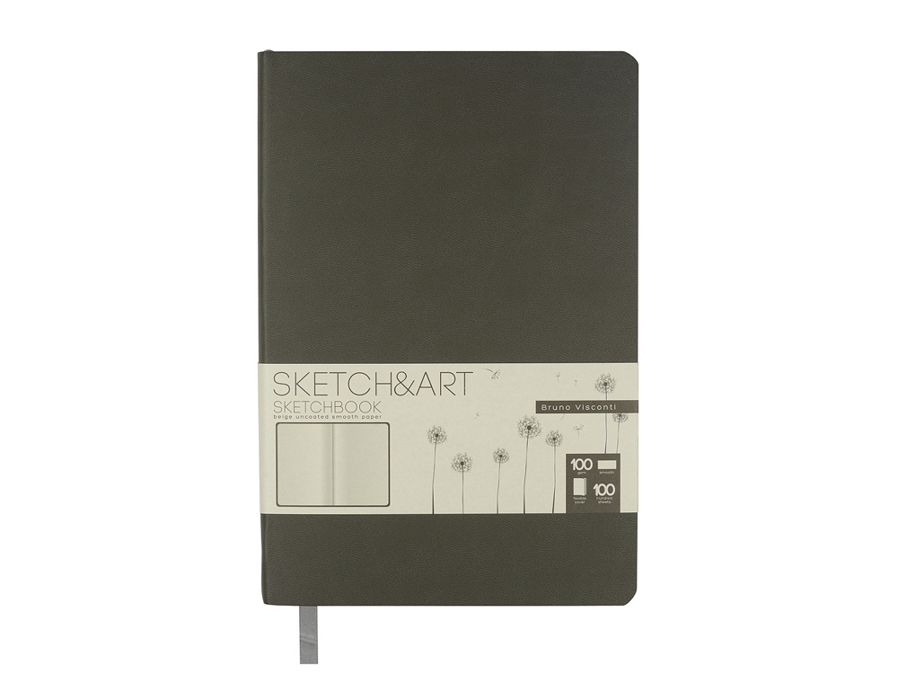 Скетчбук "Sketch & Art" в мягком переплете 140х210 мм, 100 л. бежевой бумаги 100 гр., серый-1