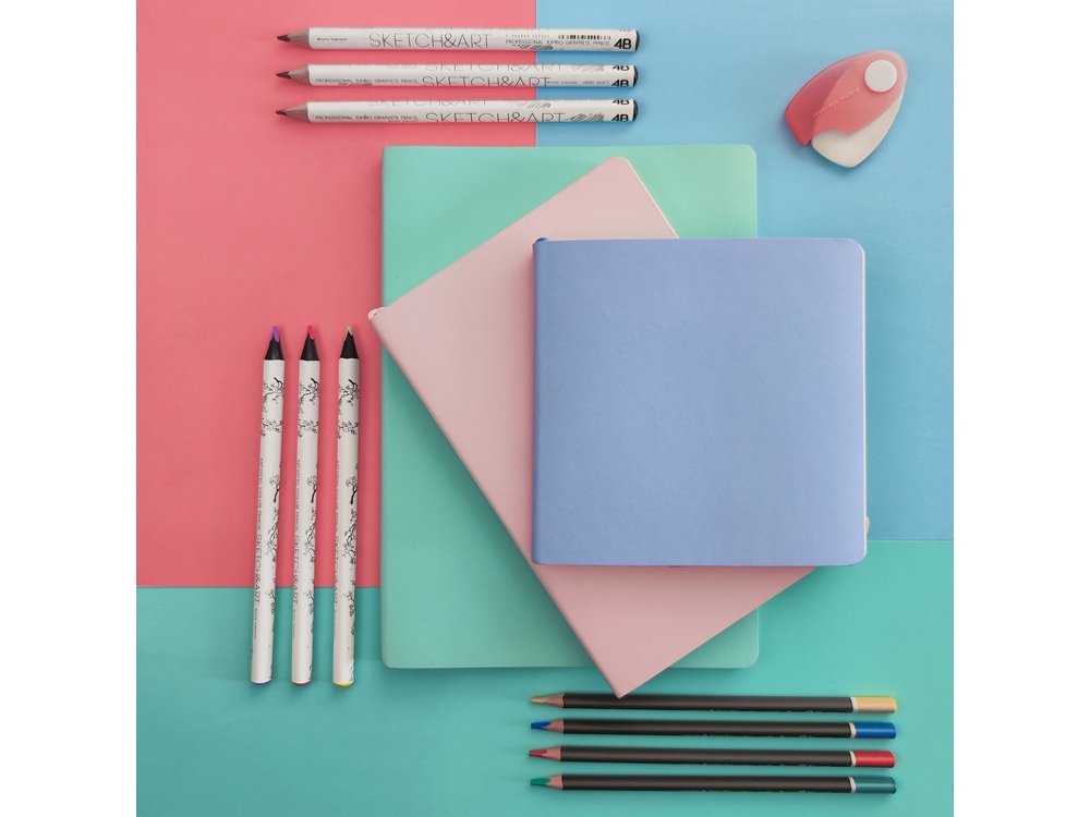 Скетчбук "Sketch & Art" в мягком переплете 140х210 мм, 100 л. бежевой бумаги 100 гр., розовый-4