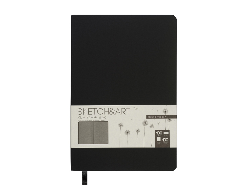 Скетчбук "Sketch & Art" в мягком переплете 140х210 мм, 100 л. черной бумаги 100 гр., черный-1