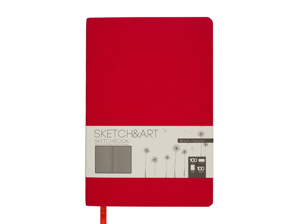 Скетчбук "Sketch & Art" в мягком переплете 140х210 мм, 100 л. черной бумаги 100 гр., красный-1