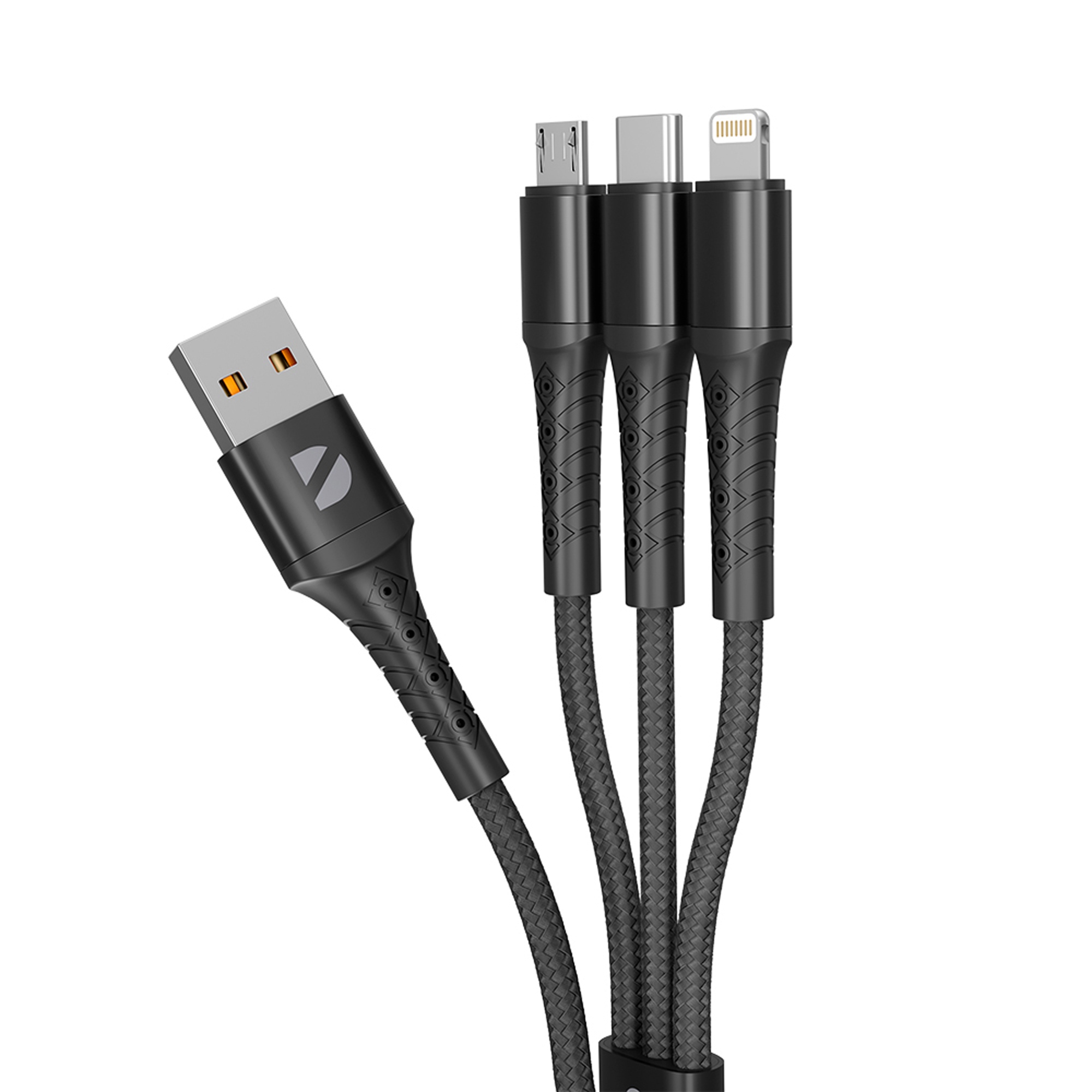 Дата-кабель Armor 3 в 1: micro USB, USB-C, Ligthning, 1.2м, черный, Deppa-1