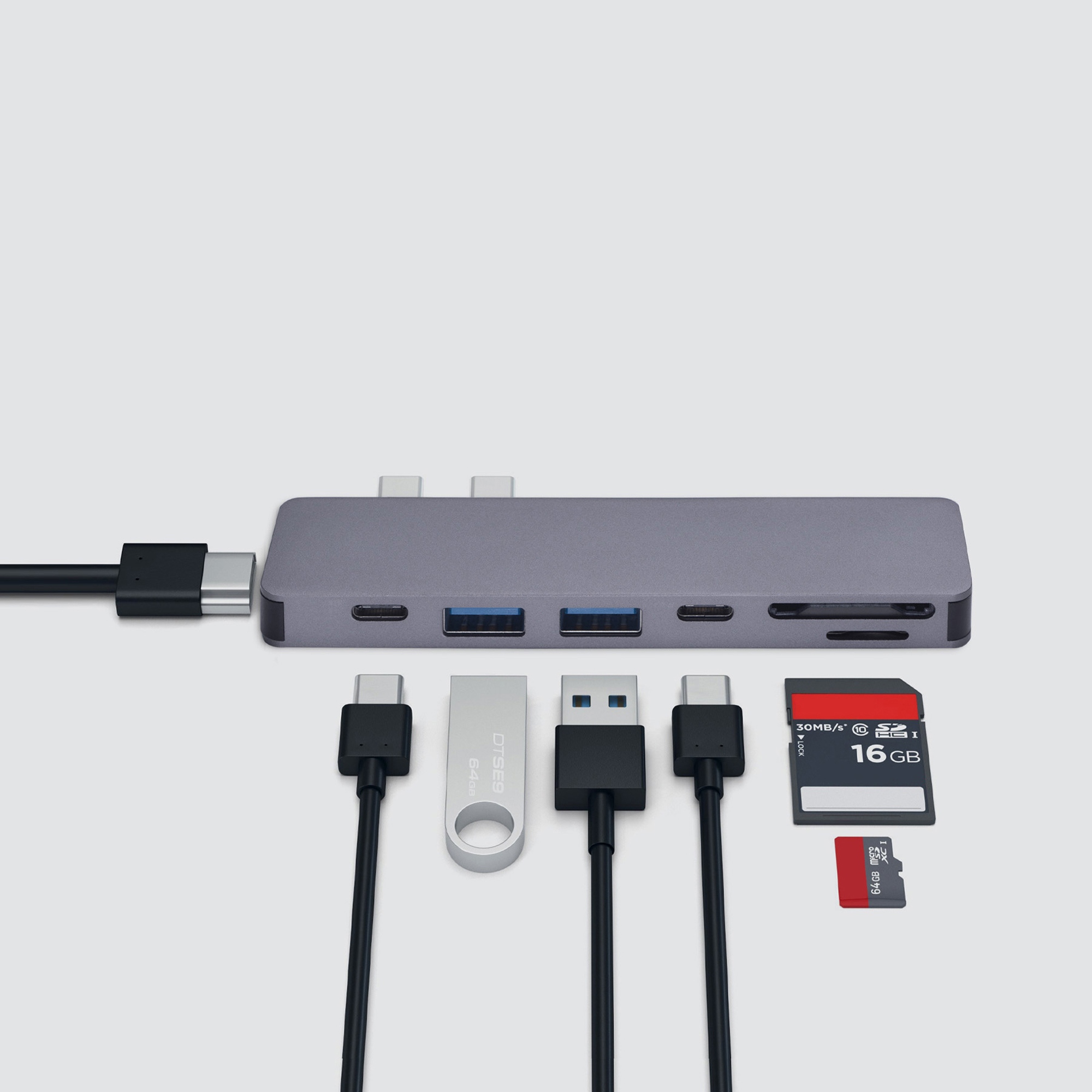 USB-C адаптер для MacBook 7-в-1, серебро, Deppa-2