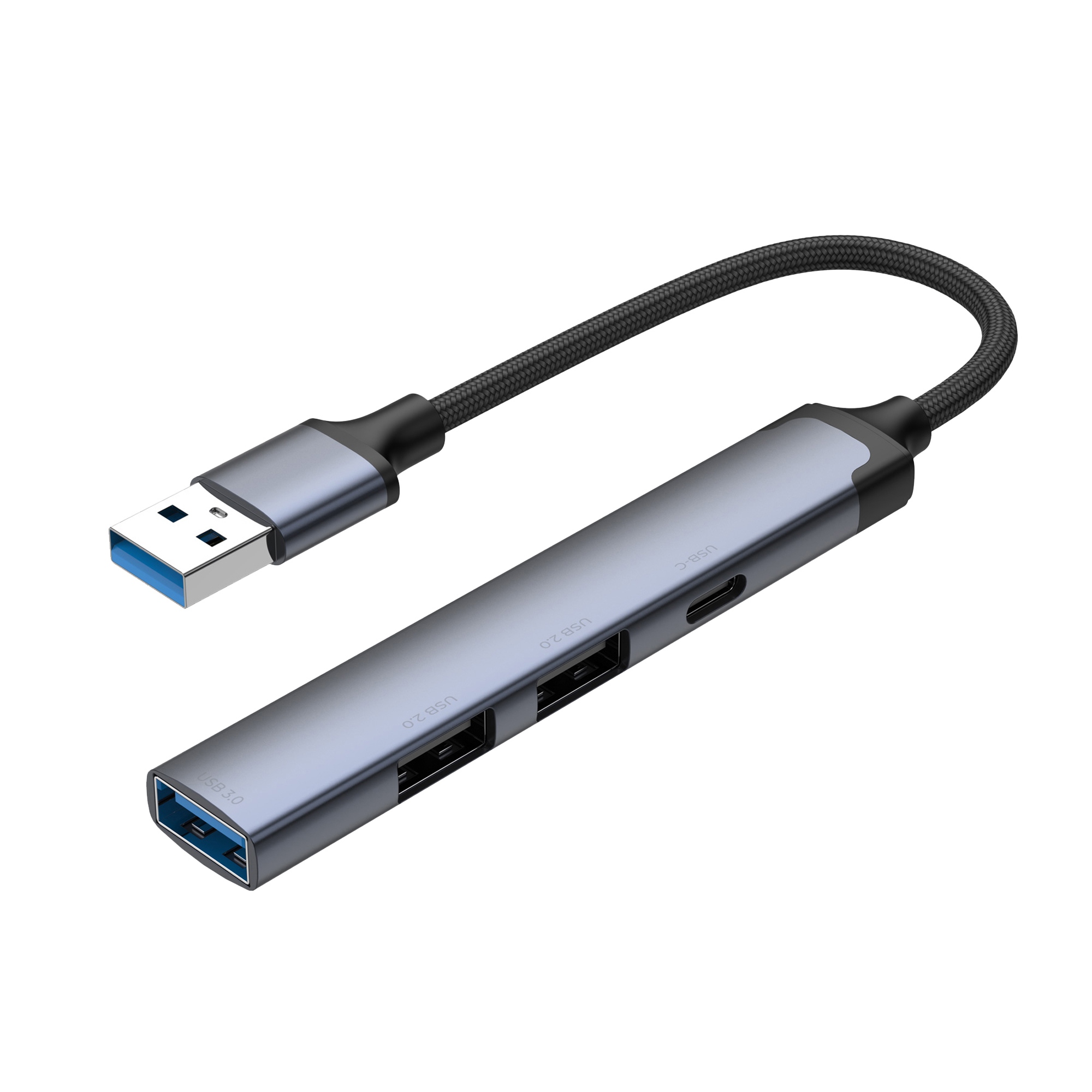 USB-хаб USB-A 3.0 + 2xUSB-A 2.0 + USB-C, серый, Deppa-1