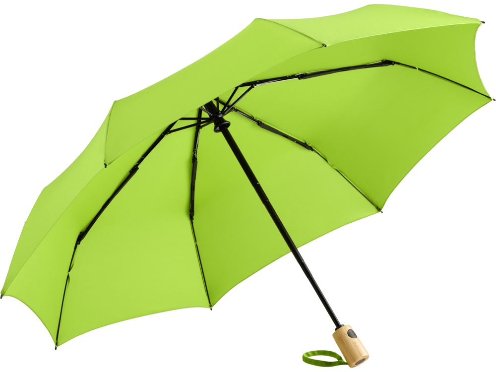 Зонт складной 5429 ÖkoBrella из бамбука, полуавтомат, лайм-2