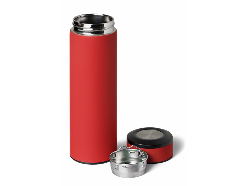 Вакуумный термос "Vacuum Flask C1", soft touch, 420мл, красный-1