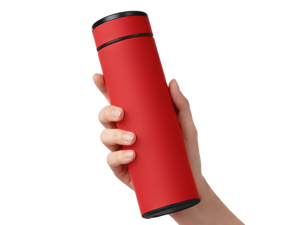 Вакуумный термос "Vacuum Flask C1", soft touch, 420мл, красный-4