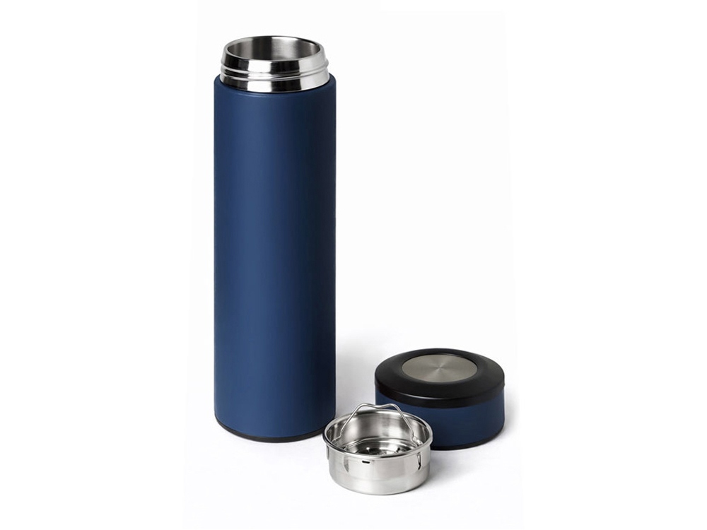 Вакуумный термос "Vacuum Flask C1", soft touch, 420мл, темно-синий-1