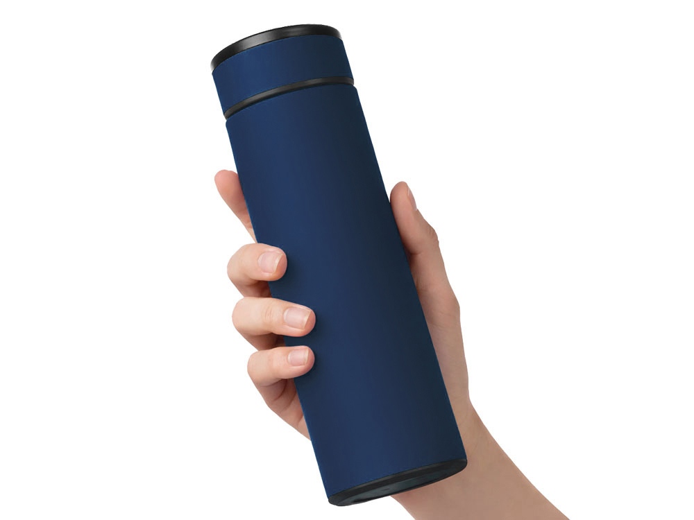 Вакуумный термос "Vacuum Flask C1", soft touch, 420мл, темно-синий-4