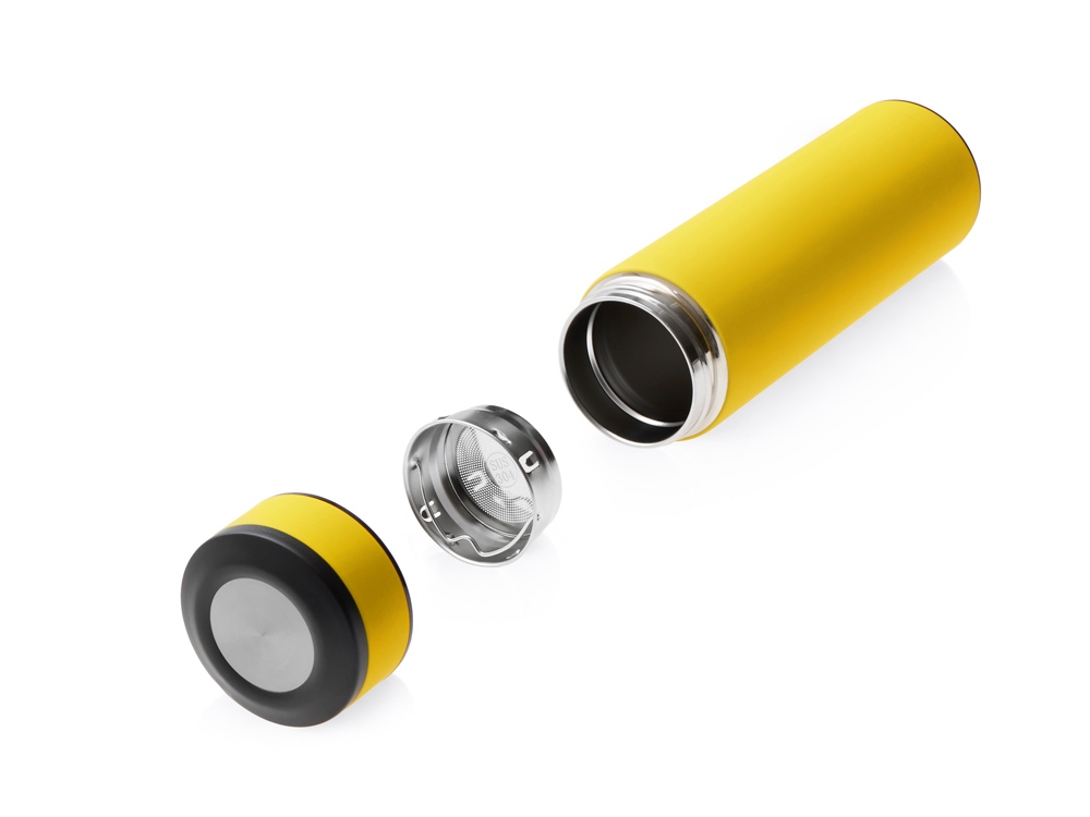 Вакуумный термос "Vacuum Flask C1", soft touch, 420мл, желтый-3