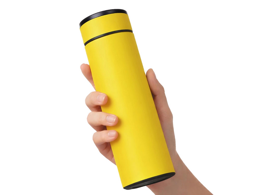Вакуумный термос "Vacuum Flask C1", soft touch, 420мл, желтый-4