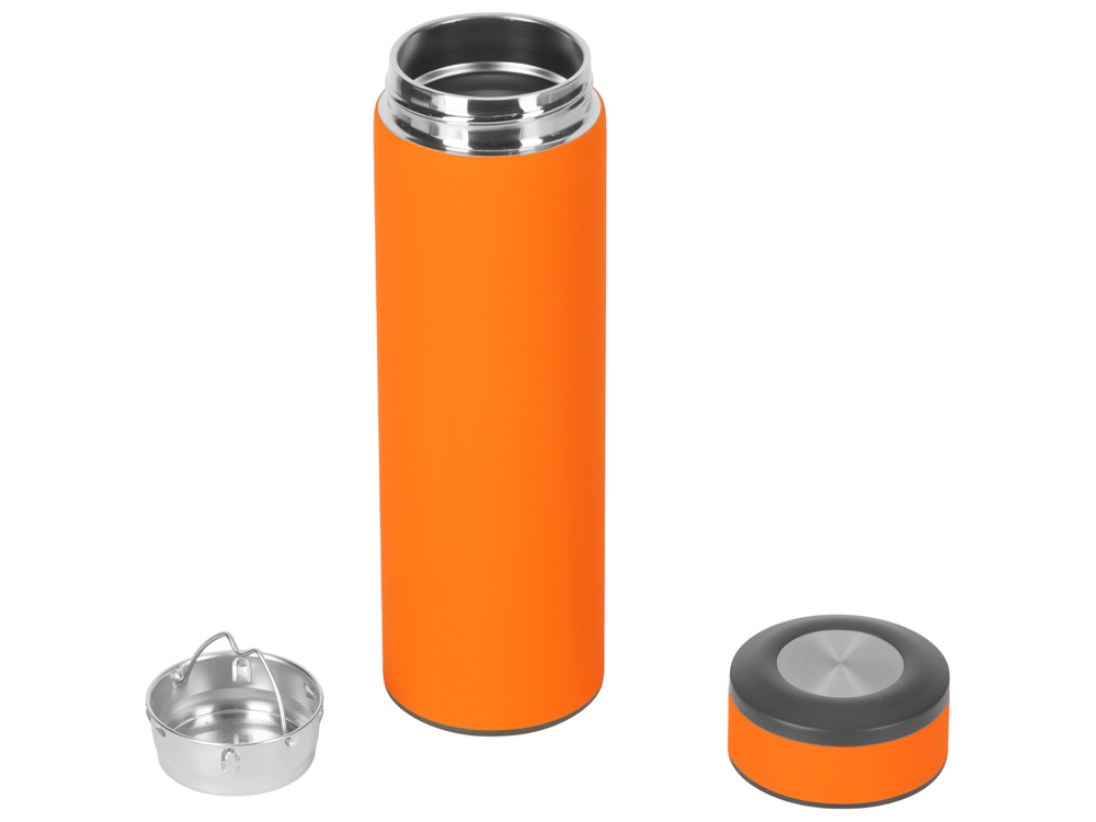 Вакуумный термос "Vacuum Flask C1", soft touch, 420мл, оранжевый-1