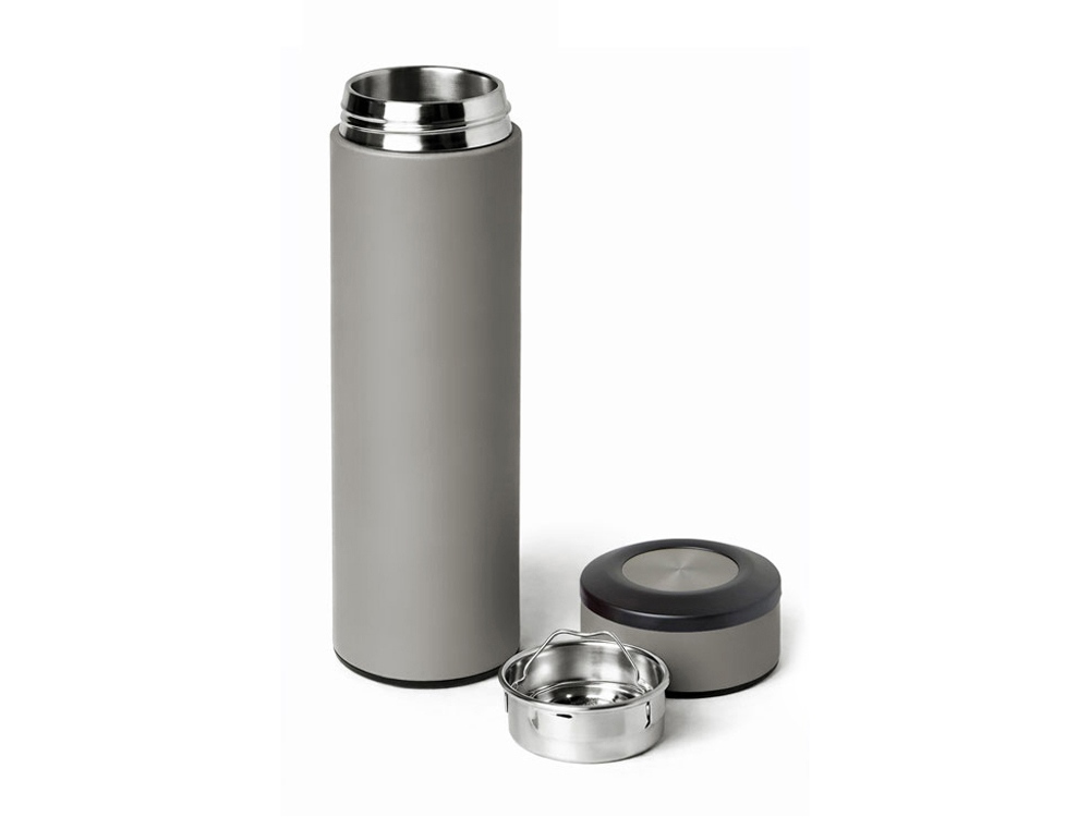 Вакуумный термос "Vacuum Flask C1", soft touch, 420мл, серый-1