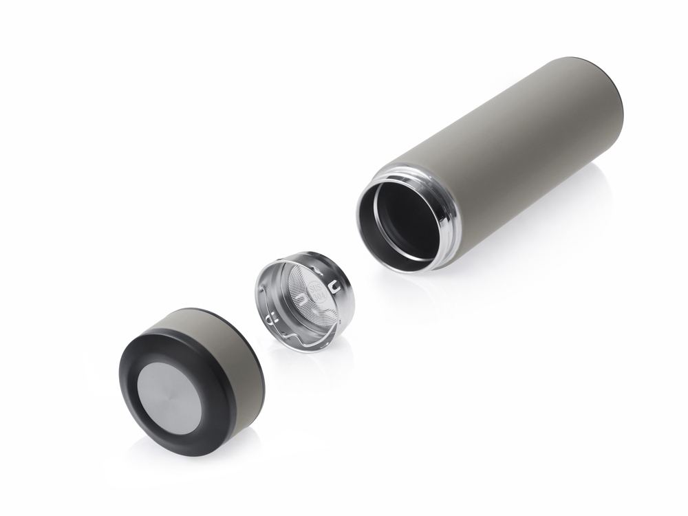 Вакуумный термос "Vacuum Flask C1", soft touch, 420мл, серый-3