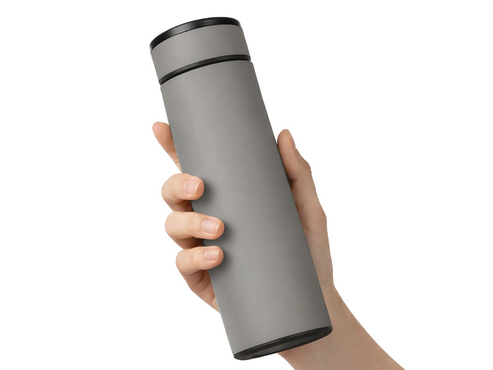 Вакуумный термос "Vacuum Flask C1", soft touch, 420мл, серый-4